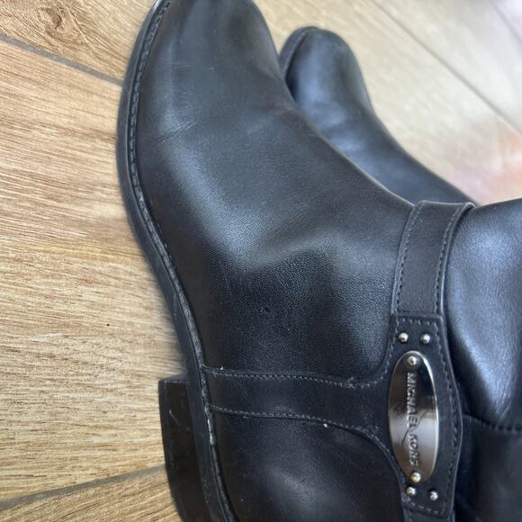 Michael Kors Tall Black Leather Riding Boots Womens Size 5 Zip Designer *Read - Picture 6 of 12